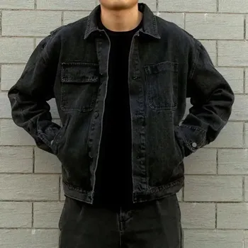 Pánský bomber Pánská volná džínová bunda ve streetwear stylu Barva: Šedá, Velikost: L