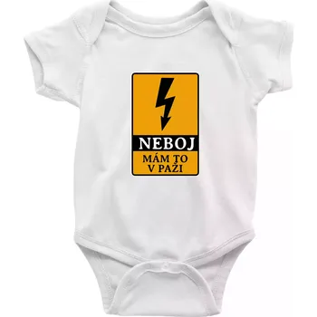 Kojenecký body Elektrikář - neboj mám to v paži - Body kojenecké s krátkým rukávem - Krátký r. do 3 měs ( Bílá )