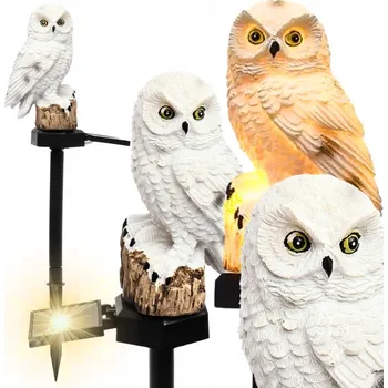 Venkovní osvětlení SOLÁRNÍ LAMPA LED ZAHRADNÍ SOVA ZAPICHOVACÍ VODĚODOLNÁ SOUMRAKOVÝ SENZOR VELKÁ