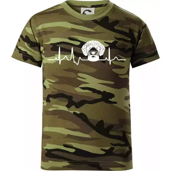 Lagotto romagnolo hlava EKG - Dětské maskáčové triko - 134 cm/8 let ( Zelený maskáč )