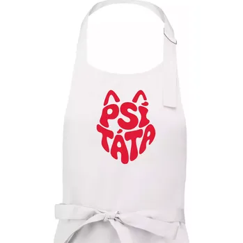 Kuchyňská zástěra Psí táta nápis v hlavě - Pánská zástěra na vaření - Univerzální velikost ( Bílá )