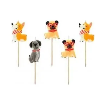 Dortová svíčka Dortové svíčky pikery - Pejsci 5 ks [A]