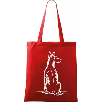 Nákupní taška Pes kreslený zezadu - Taška bavlněná - 42 x 38 cm ( Červená )
