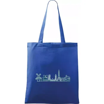 Nákupní taška Památky světa - Taška bavlněná - 42 x 38 cm ( Královská modrá )
