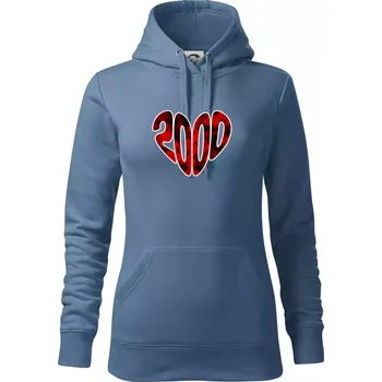 Dámská mikina 2000 v srdci - Mikina dámská Cape s kapucí - XS ( Denim )