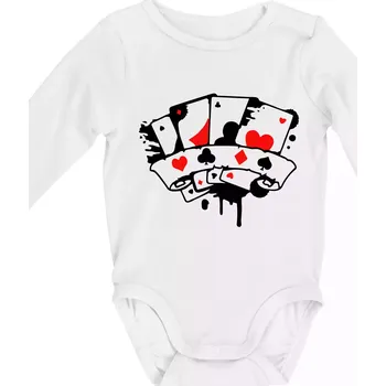 Kojenecké oblečení Poker splash 4 karty - Body kojenecké s dlouhým rukávem - Dlouhý r. 6-12 měs ( Bílá )
