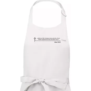 Kuchyňská zástěra Citáty z bible - Jan 14:6 - Pánská zástěra na vaření - Univerzální velikost ( Bílá )