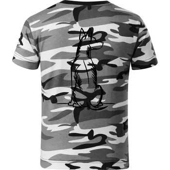 Chlapecké tričko Pes kreslený zezadu - Dětské maskáčové triko - 134 cm/8 let ( Šedý maskáč )