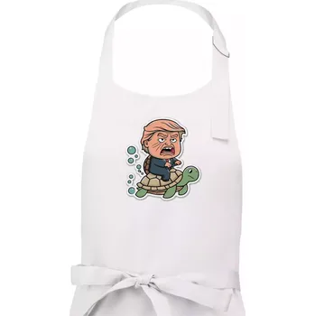 Kuchyňská zástěra Trump a želva - Pánská zástěra na vaření - Univerzální velikost ( Bílá )