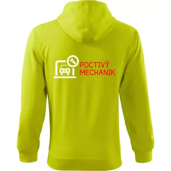 Pánská mikina Poctivý mechanik - Mikina s kapucí na zip trendy zipper - S ( Limetková )