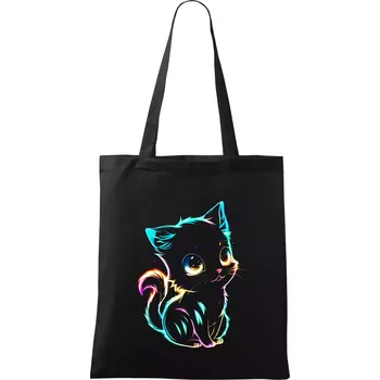 Nákupní taška Svítivé kotě - Taška bavlněná - 42 x 38 cm ( Černá )