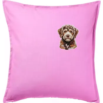 Polštář Lagotto romagnolo vyšívaná hlava na prsu - Polštář 50x50 - 50x50 - Pouze potah ( Růžová )