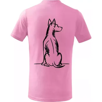 Pes kreslený zezadu - Tričko dětské bavlněné - 158 cm/12 let ( Růžová )