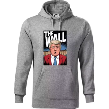 Pánská mikina The wall Trump - Mikina pánská Cape s kapucí - 3XL ( Tmavě šedý melír )