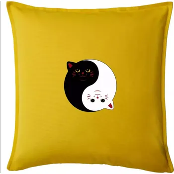 Polštář Kočky jin jang barevné - Polštář 50x50 - 50x50 - Pouze potah ( Žlutá )