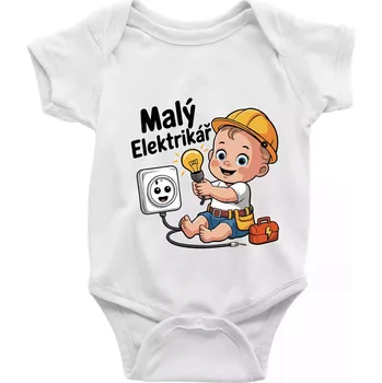Kojenecké oblečení Malý elektrikář - veselá zásuvka - Body kojenecké s krátkým rukávem - Krátký r. 12-18 měs ( Bílá )