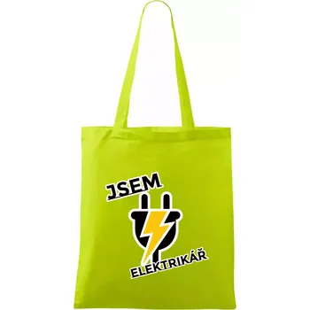 Zásuvka - jsem elektrikář - Taška bavlněná - 42 x 38 cm ( Limetková )
