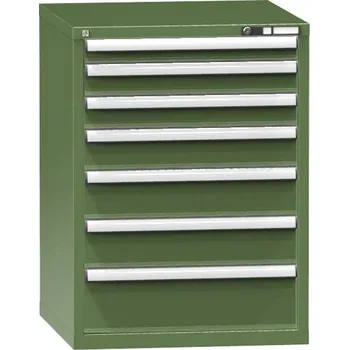 Zásuvková dílenská skříňka, 7 x zásuvka, v x š x h: 990 x 731 x 780 mm, barva zelená RAL6011