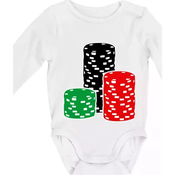 Kojenecký body Poker žetony - Body kojenecké s dlouhým rukávem - Dlouhý r. do 3 měs ( Bílá )