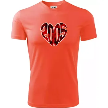 Pánské tričko 2005 v srdci - Pánské triko Fantasy sportovní (dresovina) - L ( Neonově oranžová )