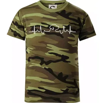 Chlapecké tričko Labrador EKG - Dětské maskáčové triko - 134 cm/8 let ( Zelený maskáč )