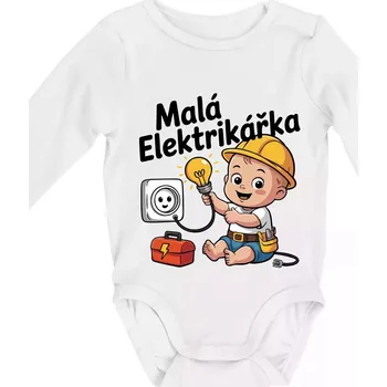 Kojenecké oblečení Malá elektrikářka - veselá zásuvka - Body kojenecké s dlouhým rukávem - Dlouhý r. 6-12 měs ( Bílá )