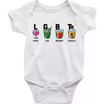Kojenecký body LGBT - Likér, Gin, Brandy, Tequila - Body kojenecké s krátkým rukávem - Krátký r. do 3 měs ( Bílá )