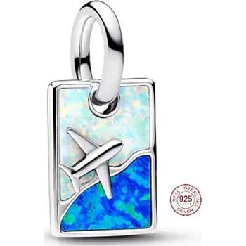 Přívěsek Charm Sterlingové stříbro 925 Letadlo nad oceánem - symbol svobody a dobrodružství, přívěsek na náramek cestování
