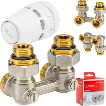 Hlavice pro radiátor ÚHLOVÁ TERMOSTATICKÁ SADA 1/2'' VENTILY + HLAVICE