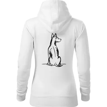Dámská mikina Pes kreslený zezadu - Mikina dámská Cape s kapucí - S ( Bílá )