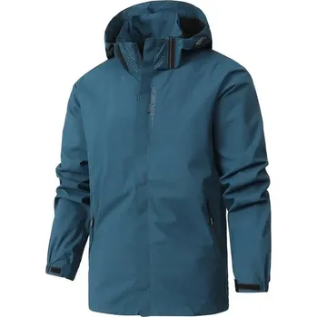 Pánská softshellová bunda Outdoorová bunda s kapucí proti větru a vodě unisex Barva: Džínová, Velikost: L