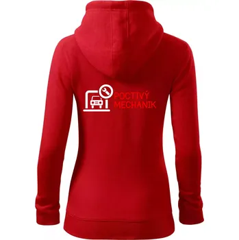 Dámská mikina Poctivý mechanik - Dámská mikina trendy zipper s kapucí - M ( Červená )
