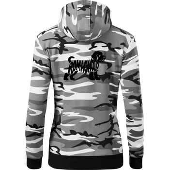 Dámská mikina Romagnolo nápis v těle - Dámská mikina trendy zipper s kapucí - XS ( Šedý maskáč )