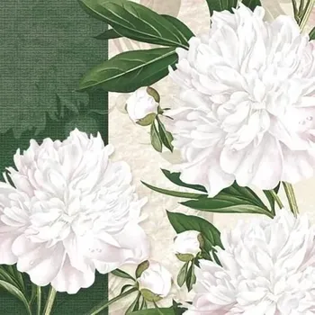 Papírový kapesník Ubrousky MAKI L (20ks) Dewed White Peonies