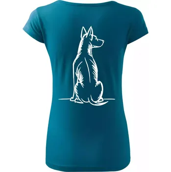 Dámské tričko Pes kreslený zezadu - Dámské triko Pure - XS ( Petrolejová )