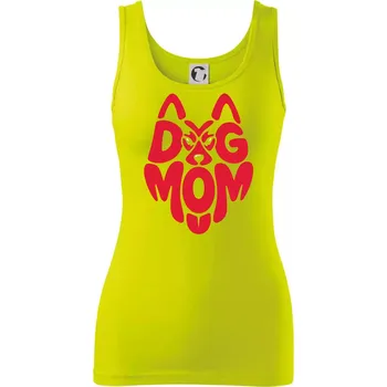 Dámské tričko Dog mom nápis v hlavě - Dámské tílko - 2XL ( Limetková )