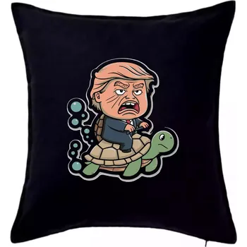 Polštář Trump a želva - Polštář 50x50 - 50x50 - Pouze potah ( Černá )