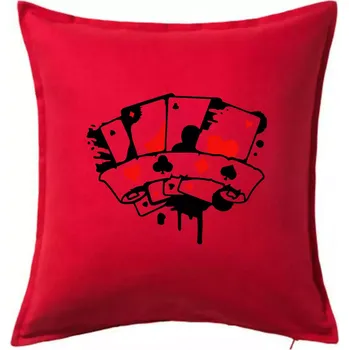 Polštář Poker splash 4 karty - Polštář 50x50 - 50x50 - Pouze potah ( Červená )