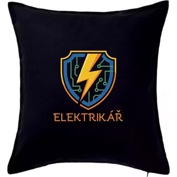 Polštář Elektrikář Erb - Polštář 50x50 - 50x50 - Pouze potah ( Černá )