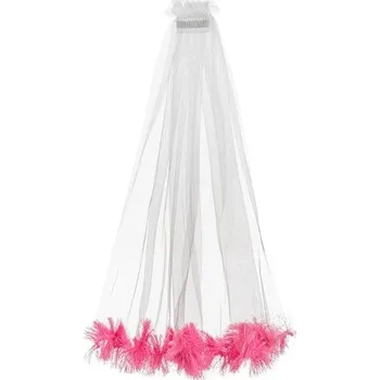 Svatební dekorace PartyDeco Závoj s růžovým chmýřím