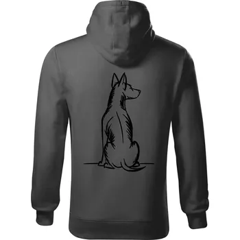 Pánská mikina Pes kreslený zezadu - Mikina pánská Cape s kapucí - 5XL ( Ocelově šedá )