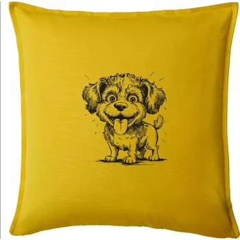 Polštář Lagotto romagnolo karikatura vypláznutý jazyk - Polštář 50x50 - 50x50 - Pouze potah ( Žlutá )