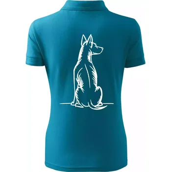 Pes kreslený zezadu - Polokošile dámská Pique Polo - XS ( Tmavý tyrkys )