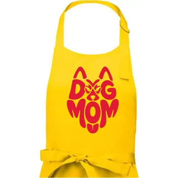 Kuchyňská zástěra Dog mom nápis v hlavě - Dámská zástěra na vaření - Univerzální velikost ( Žlutá )