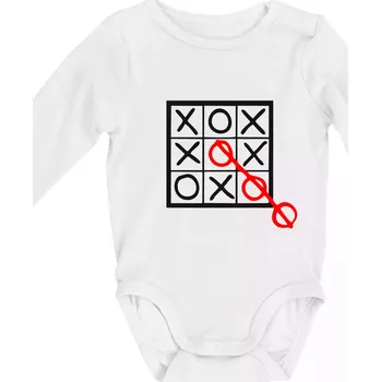 Kojenecké oblečení Piškvorky - Body kojenecké s dlouhým rukávem - Dlouhý r. do 3 měs ( Bílá )