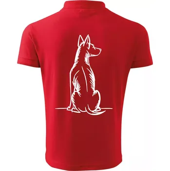 Pánská košile Pes kreslený zezadu - Polokošile pánská Pique Polo 203 - 4XL ( Červená )