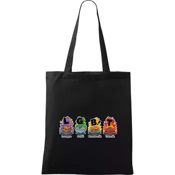 LGBT - Lasagne, Guláš, Bramborák, Tatarák - Taška bavlněná - 42 x 38 cm ( Černá )