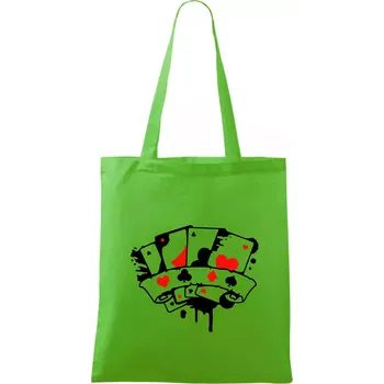 Nákupní taška Poker splash 4 karty - Taška bavlněná - 42 x 38 cm ( Apple Green )