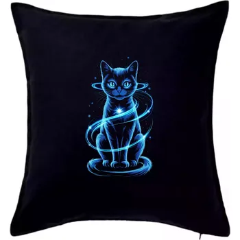 Polštář Vesmírná kočka modrá - Polštář 50x50 - 50x50 - Včetně výplně ( Černá )