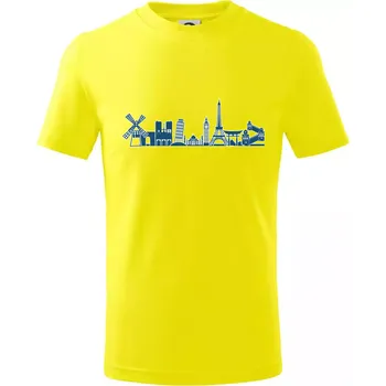 Chlapecké tričko Památky světa - Tričko dětské bavlněné - 134 cm/8 let ( Citrónová )
